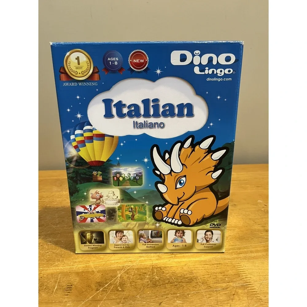 Dino Lingo DVD Program Italian Language‎ Learning 6 Discs Flashcards Songs Books